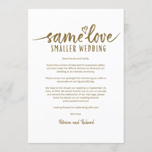 Same Love Smaller Wedding Downsize Wedding Invitat Invitation