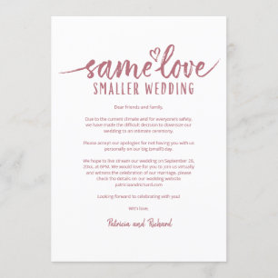 Same Love Smaller Wedding Downsize Wedding Invitation