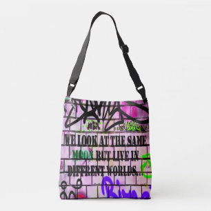 Same Moon Different Worlds Colourful Graffiti Crossbody Bag