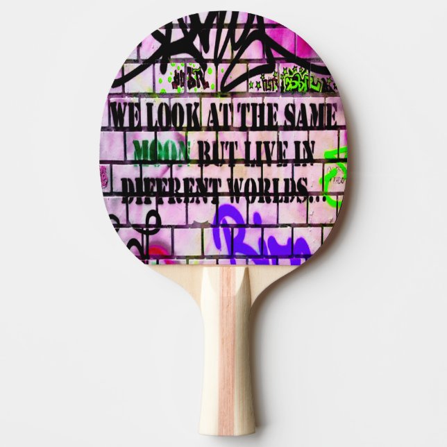 Same Moon Different Worlds Colourful Graffiti Ping Pong Paddle (Front)