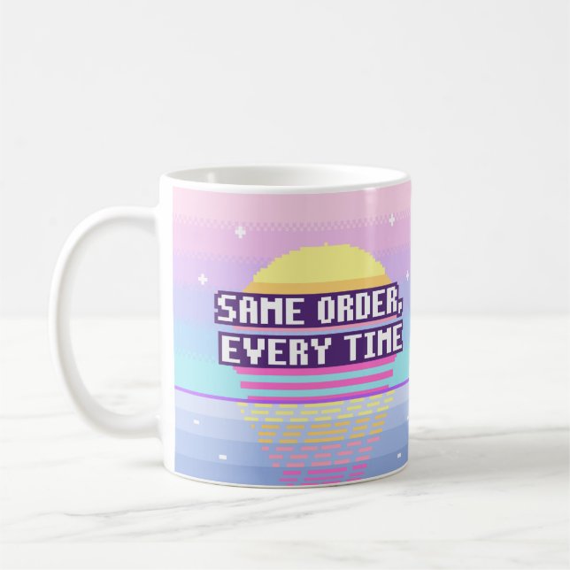 Same Order, Every Time Neurodivergent Pixel Mug (Left)