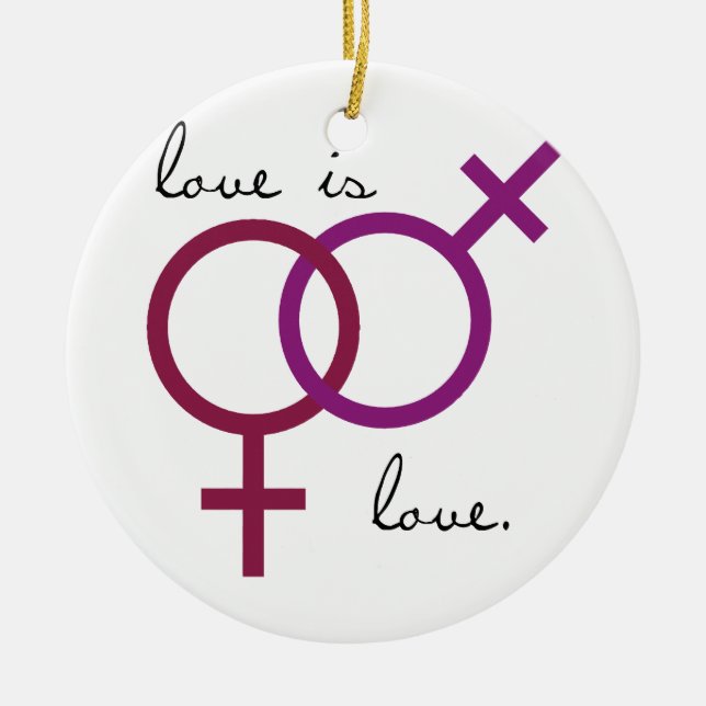 Same-Sex Love is Love (women) Ceramic Tree Decoration (Front)
