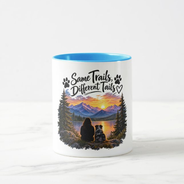 Same Trails Different Tails Dog Adventure Mug (Center)