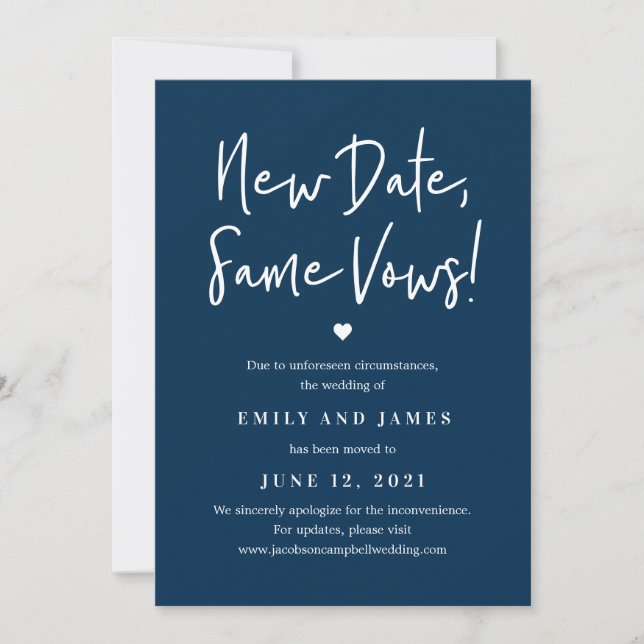Same Vows EDITABLE COLOR Change The Date Card (Front)