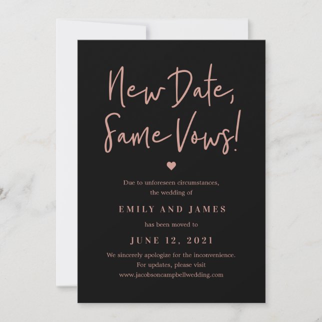 Same Vows EDITABLE COLOR Change The Date Card (Front)