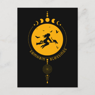 Samhain Blessings, witch Postcard