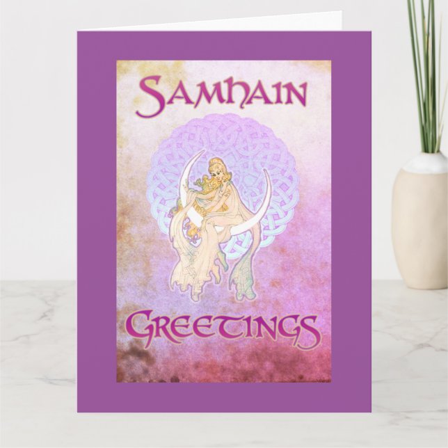 Samhain Greetings Lunar Goddess Card (Front)
