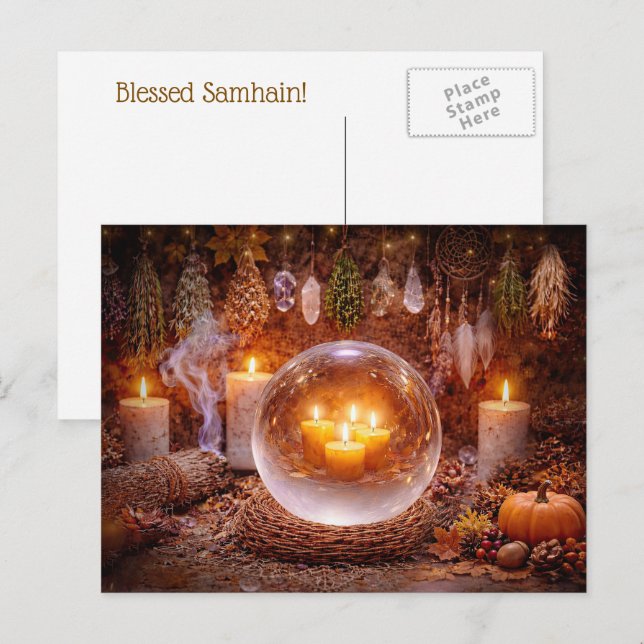 Samhain Inspired Candles Crystals  Holiday Postcard (Front/Back)