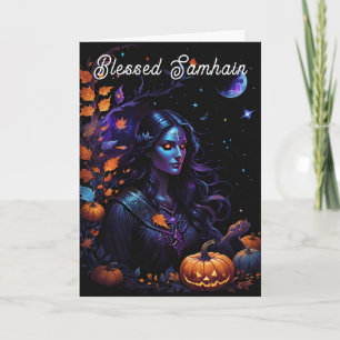 Samhain Pagan Witch Blessed Halloween Fall Night Card