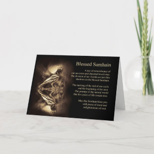 Samhain with Raven Crow and Moon Mystical Holiday Card