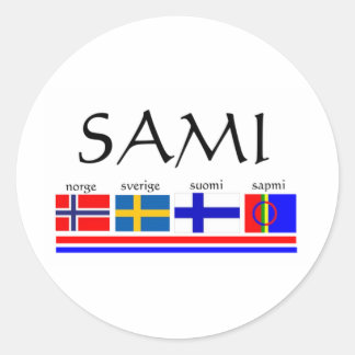 Sami and Scandinavian flags Classic Round Sticker