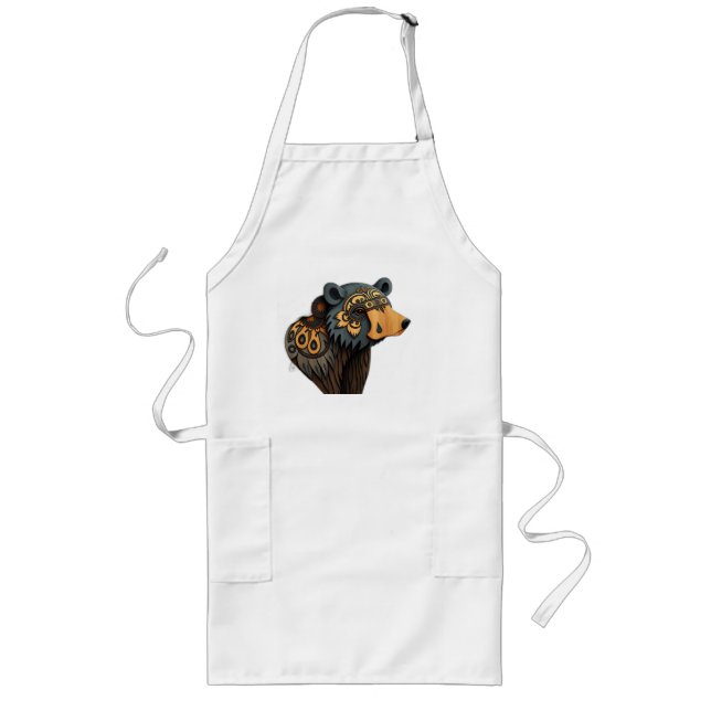 Sámi Bear with Mythological Forest Elements Long Apron (Front)