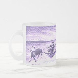 "Sami Reindeer Roping" Frosted Glass Coffee Mug