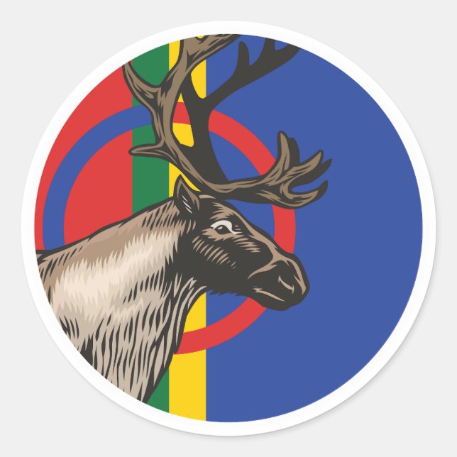 Sami Reindeer Saami National Animal Flag Classic Round Sticker (Front)