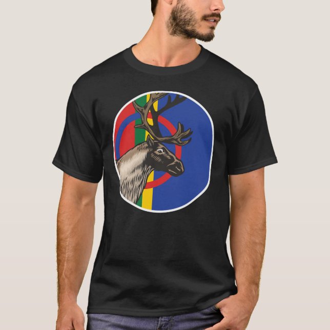 Sami Reindeer Saami National Animal Flag T-Shirt (Front)