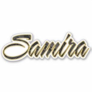 Samira black gold lettering sticker