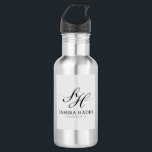Samira Hadid Monogram Luxury 532 Ml Water Bottle<br><div class="desc">Luxurious script monogram for Samira Hadid collection; fluid swashes and refined serif wordmark in a grayscale palette for upscale apparel and premium accessories.</div>