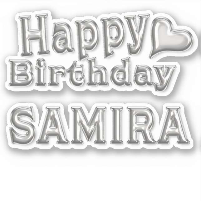 Samira Happy Birthday silver stickers (Front)