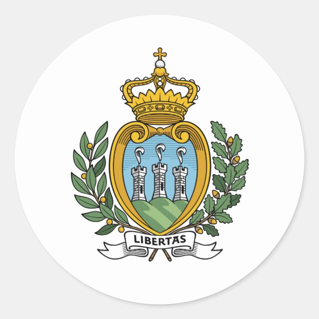 Sammarinese Coat of Arms, San Marino Classic Round Sticker (Front)