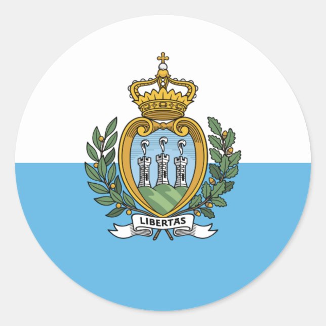 Sammarinese Flag, Flag of San Marino Classic Round Sticker (Front)