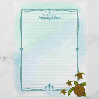 Sammy Sea Turtle Lined Custom Letterhead