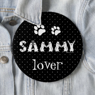 Sammy Spelled in Samoyed Dog Letters 6 Cm Round Badge