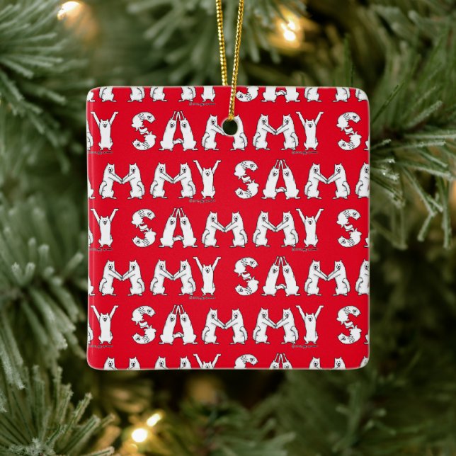 Sammy Spelled in Samoyed Letters Ceramic Ornament (Tree)