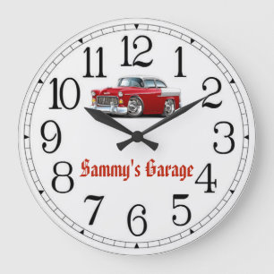 Sammy's Garage Red & White Classic Car Clock