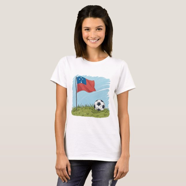 Samoa flag and soccer ball T-Shirt (Front Full)