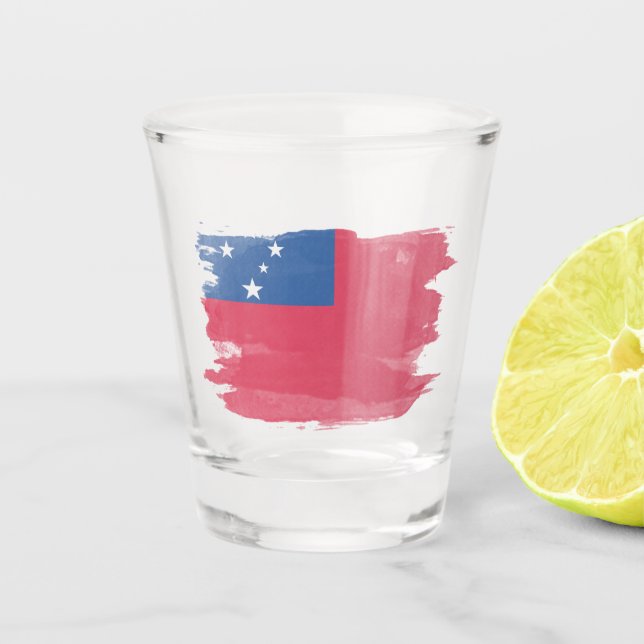 Samoa flag brush stroke, national flag shot glass (Front)