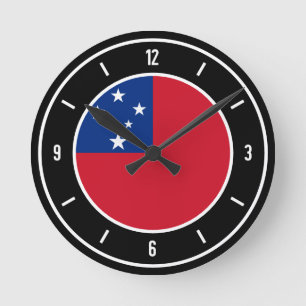 Samoa Flag Elegant Round Clock