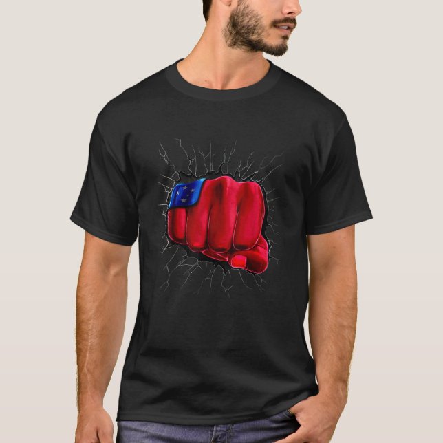 Samoa Flag Shirt Samoan Flag Fist Gift (Front)