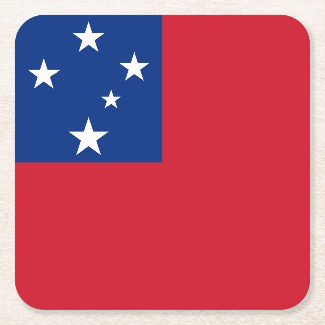 Samoa Flag Square Paper Coaster (Front)