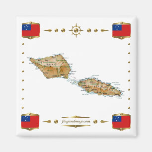 Samoa Map + Flags Magnet