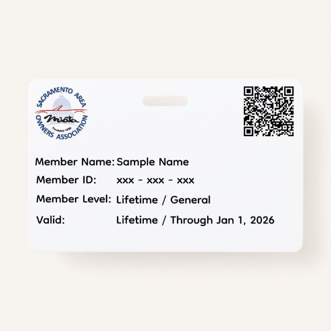 SAMOA Membership Card ID Badge (Front)