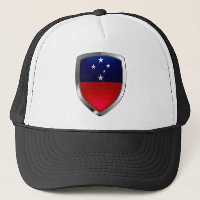Samoa Metallic Emblem Trucker Hat (Front)