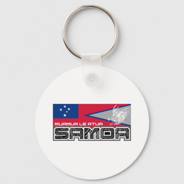 Samoa Muamua Le Atua - American Samoa / Samoa Flag Key Ring (Front)