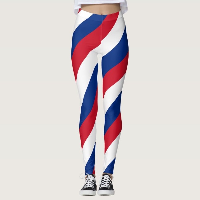 Samoa National Flag Colours Diagonal Striped Leggings (Front)