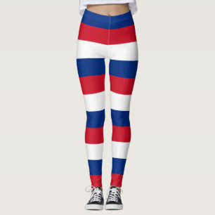 Samoa National Flag Colours Horizontal Striped Leggings