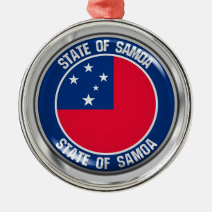 Samoa Round Emblem Metal Tree Decoration