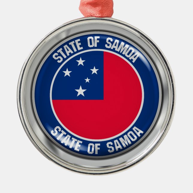 Samoa Round Emblem Metal Tree Decoration (Front)