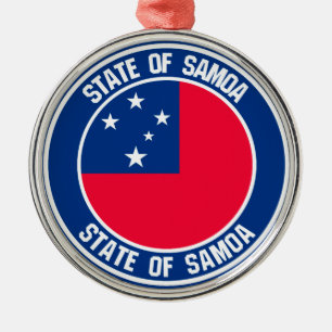 Samoa Round Emblem Metal Tree Decoration
