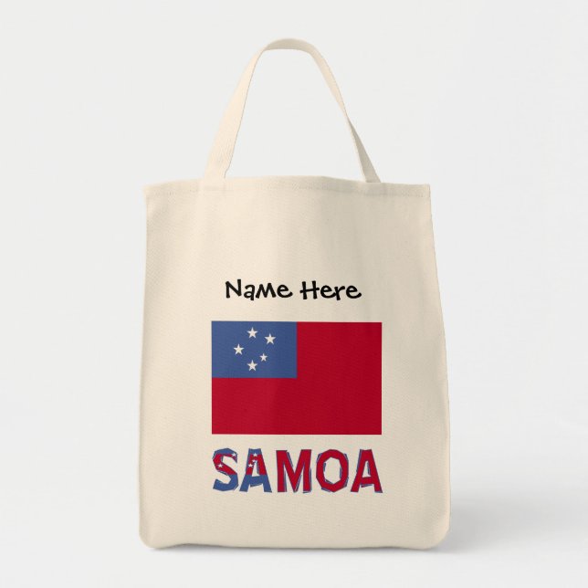 Samoa Samoan Flag Black Personalisation  Tote Bag (Front)
