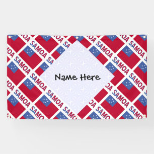 Samoa Samoan Flag Tiled Personalised Banner