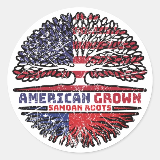 Samoa Samoan US American USA United States Tree Classic Round Sticker (Front)