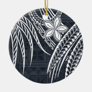 Samoan - Hawaiian - Polynesian Old Tapa Designs Ceramic Tree Decoration