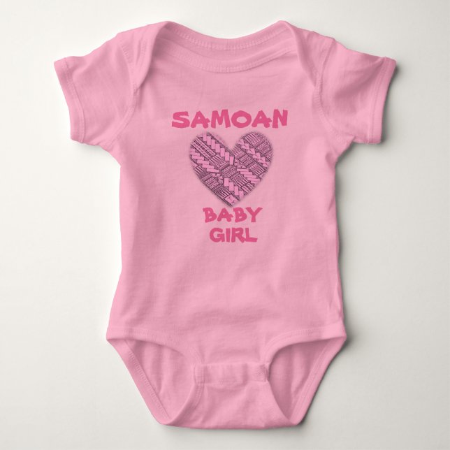Samoan Infant Pink Logo with Tribal Designs Baby Bodysuit (Front)