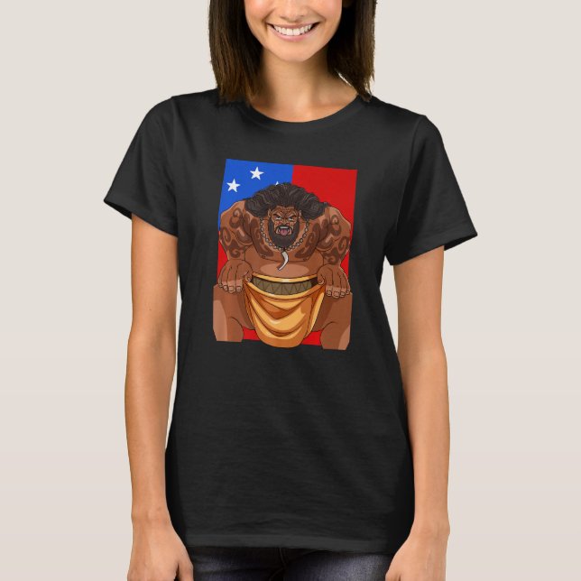 Samoan Pride Polynesian Haka Dance Samoa Flag Prem T-Shirt (Front)