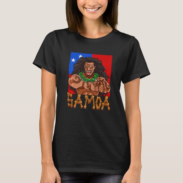 Samoan Pride Polynesian Warrior Samoa Flag Premium T-Shirt (Front)