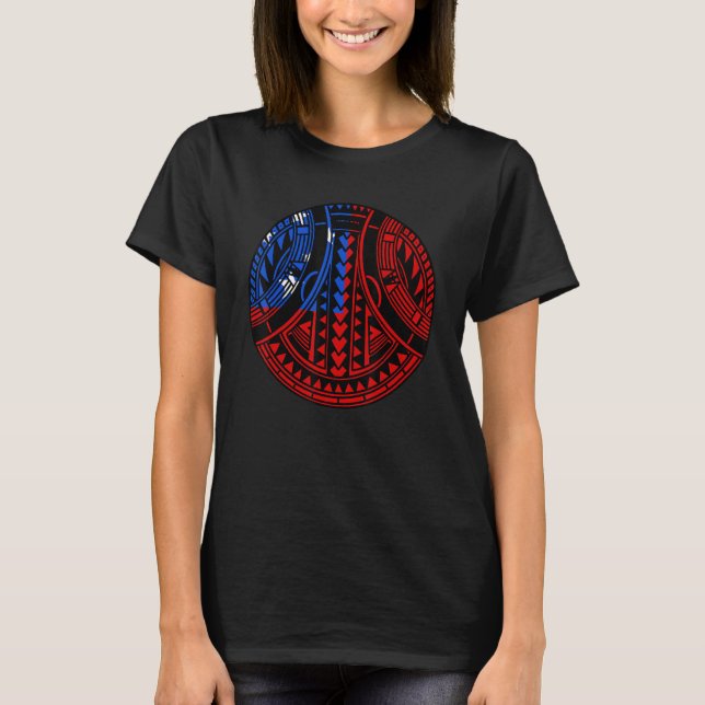 Samoan Pride Polynesian Warrior Tatau Samoa Flag T-Shirt (Front)
